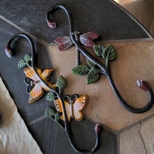 Wrought iron plant hangers set of 2 butterfly and dragonfly